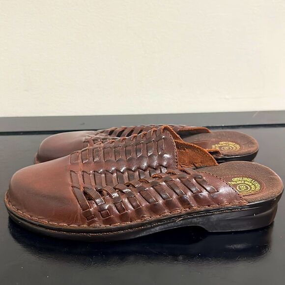 Romano Riley 2 Brown Leather Huarache Style Mules Sz 8.5 - Picture 3 of 7